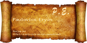 Paulovics Ervin névjegykártya